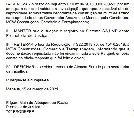 MP-MAZONA1-1 O pai tá on: investigação de contrato milionário de Amazonino Mendes em sua residência é prorrogado pelo MP-AM