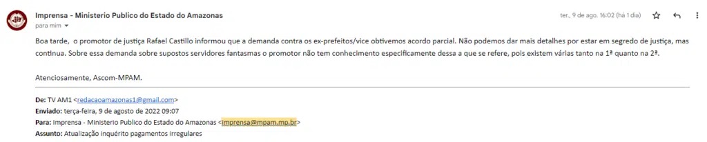 posicionamento-mpam Mayara Pinheiro é investigada pelo TCE-AM e MP-AM por manter 'servidores fantasmas' e pagamentos irregulares