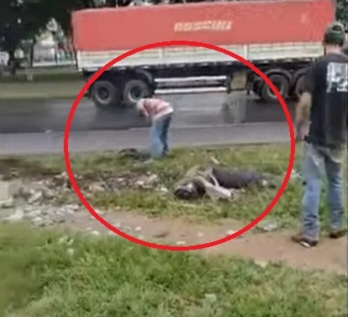 Homem furta pertences de motoqueiro que foi atropelado; Veja o vídeo