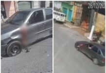 Motoqueiro sofre acidente e tem perna arrancada por carro; veja vídeo