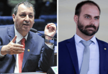 Eduardo Bolsonaro ainda não pagou a indenização a Omar Aziz e nem as custas processuais determinadas pela Justiça