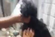 Homem em fúria corta cabelo da mulher com facão