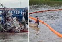 Rebocador naufraga em porto de Itacoatiara e derrama óleo no Rio Amazonas