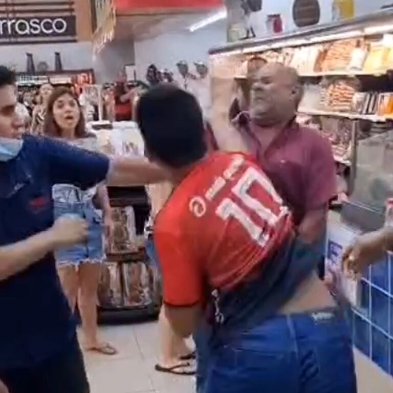 VÍDEO: Homens saem na porrada por causa de peixe em supermercado de Manaus