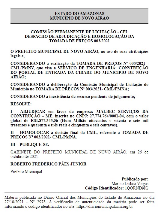 Captura-de-tela-2023-08-28-090504 Prefeito de Novo Airão deve ser investigado pelo TCEAM e MPAM pela construção de um portal de entrada na cidade de mais de R$ 1.8 milhão