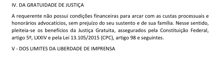 IMG_1640 Boladona que "paga de rica", pede justiça gratuita por não consegui pagar custas do próprio processo