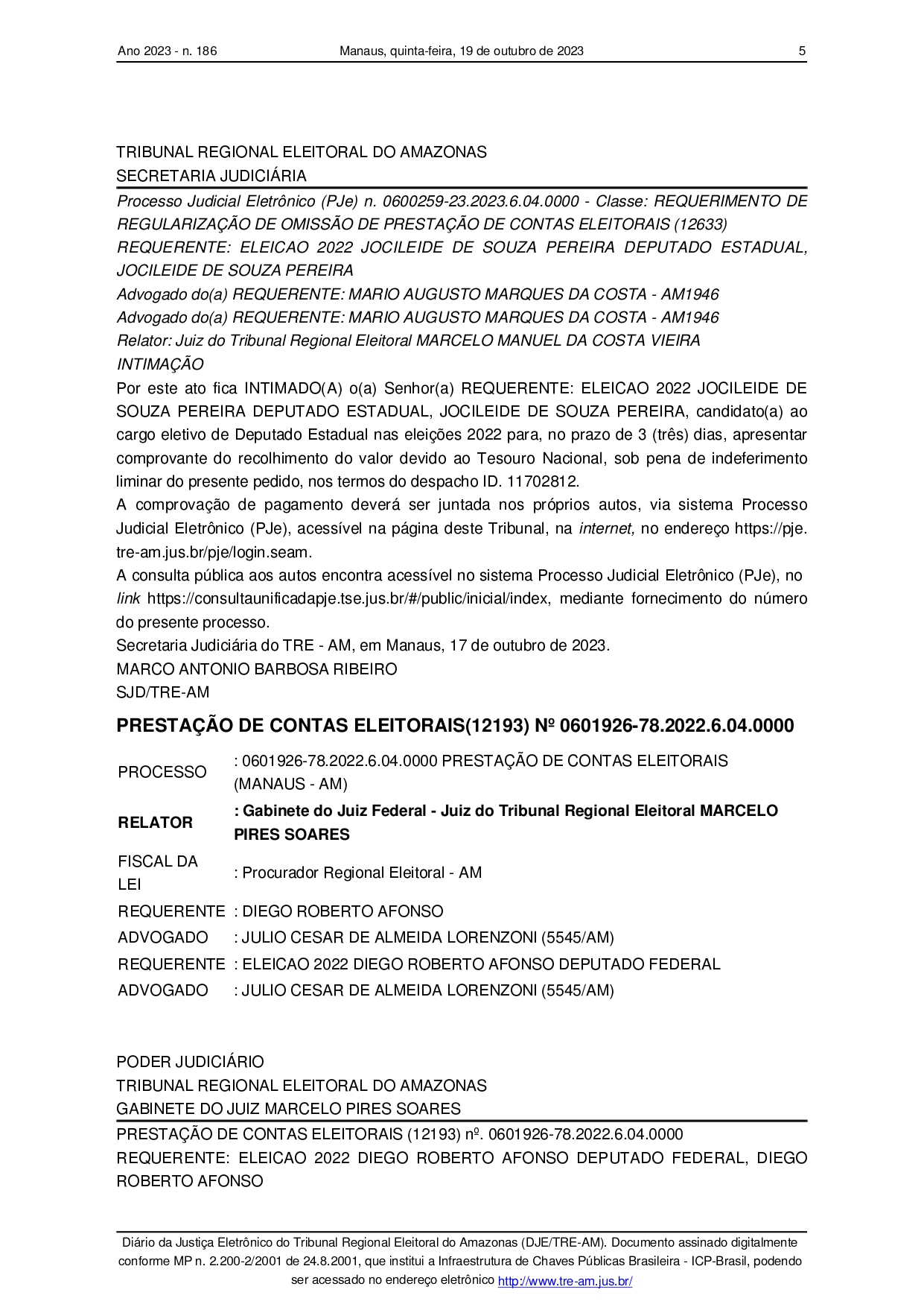 Intimacao-TREAM_page-0001 TRE-AM intima Diego Afonso a justificar gastos da campanha 2022 possivelmente irregulares