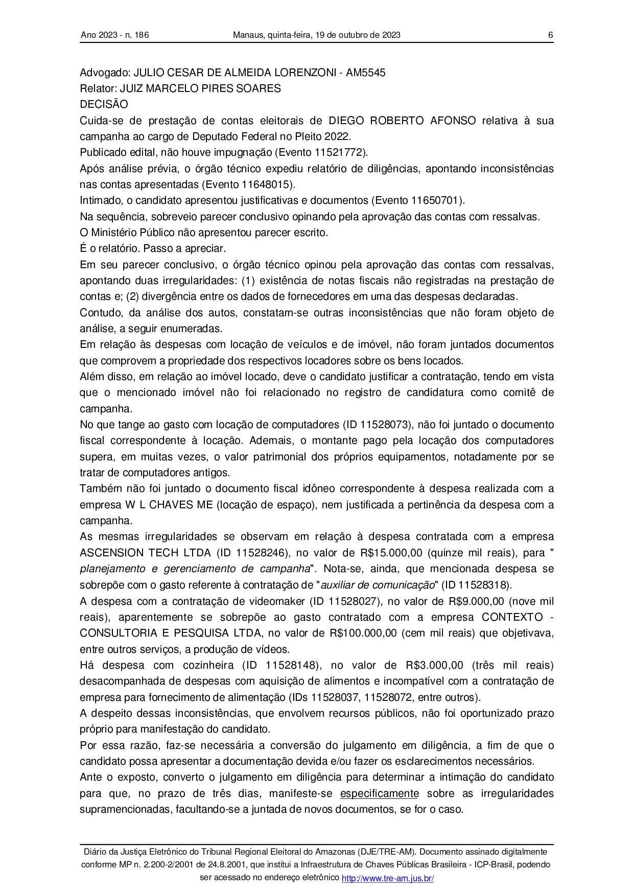 Intimacao-TREAM_page-0002 TRE-AM intima Diego Afonso a justificar gastos da campanha 2022 possivelmente irregulares