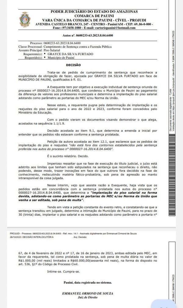 paunini-e1698629107538 Professora ganha na justiça o direito de 48% de reajuste salarial em Pauini no AM