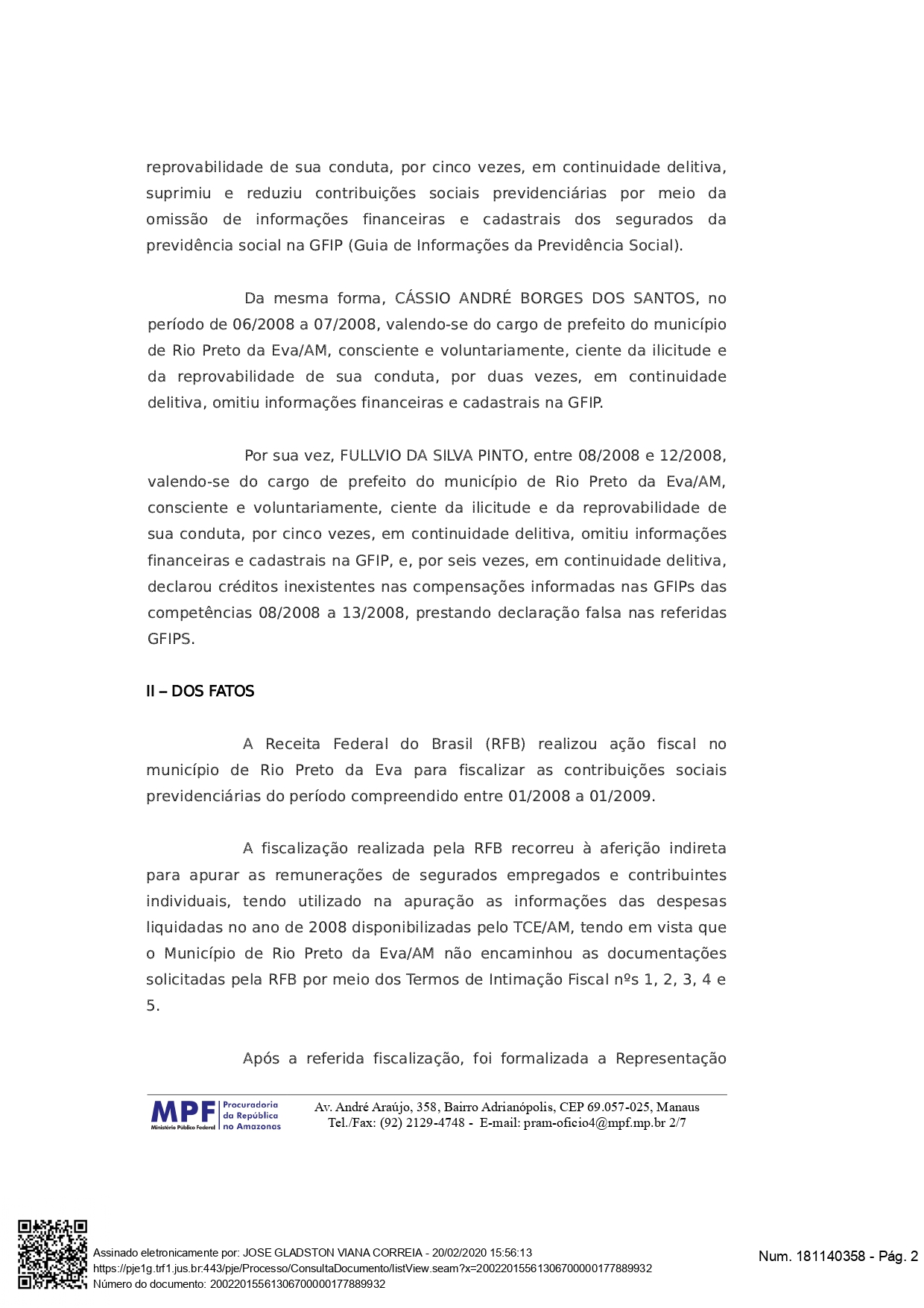 anderson-03 MP-AM vai investigar falta de repasses da Prefeitura de Rio Preto da Eva ao INSS dos funcionários municipais