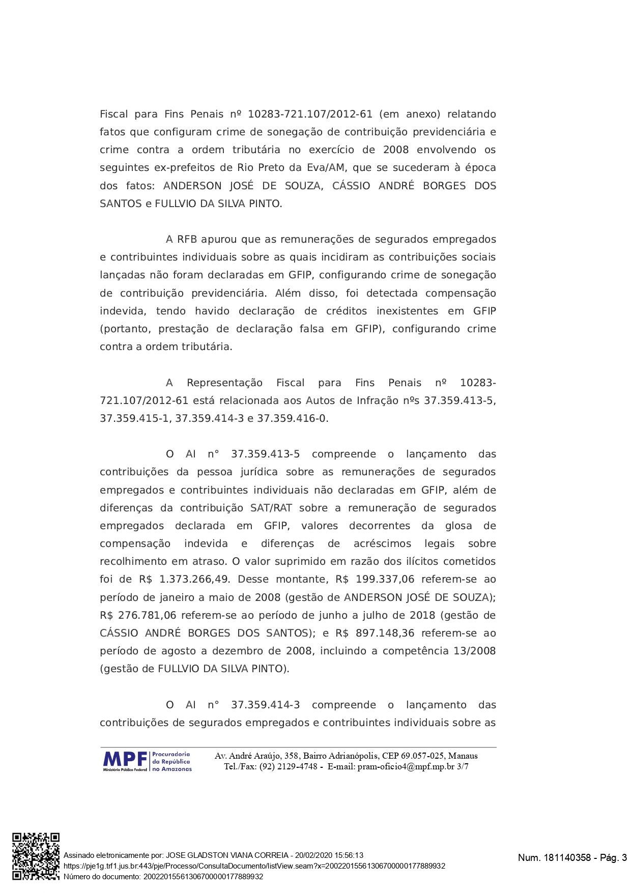 anderson-04 MP-AM vai investigar falta de repasses da Prefeitura de Rio Preto da Eva ao INSS dos funcionários municipais