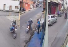 VÍDEOS: Motoqueiros armados fazem um arrastão em dois bairros diferentes em Manaus