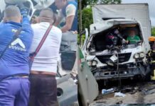 Caminhão colide com caçamba de lixo e deixa homens presos nas ferragens em Manaus; veja