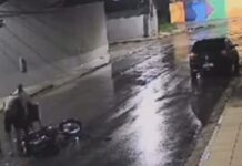 Vagabundo em moto tenta assaltar homens no bairro Planalto e acaba levando surra; assista!