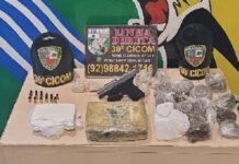 Polícia militar apreende mochila com entorpecentes e armas no Valparaíso