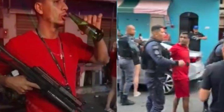 VÍDEO: Homem é preso após aparecer em vídeo com fuzil na mão no bairro da Compensa