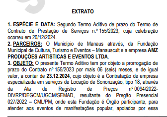 01-1 Manauscult gasta mais de R$ 23,6 milhões para renovar contratos para fazer festas com dinheiro público