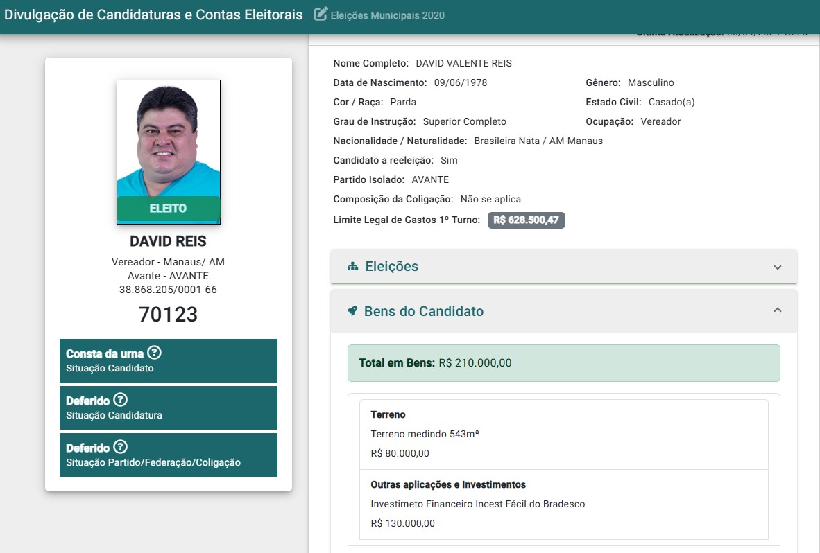 Captura-de-tela-2025-01-30-114501 David Reis escondeu da Justiça Eleitoral bens no valor de R$ 400 mil e declarou ter apenas um terreno no Tarumã