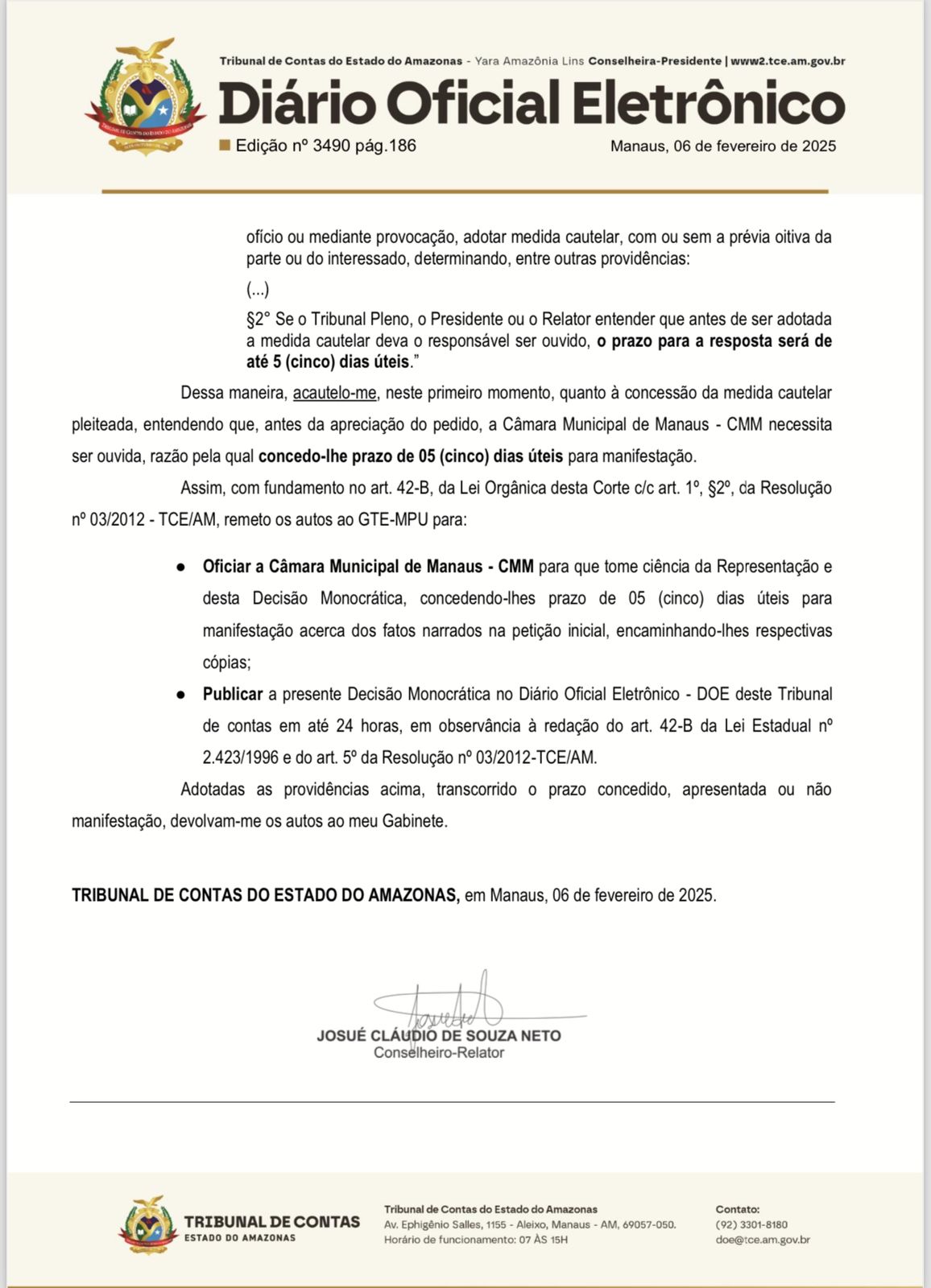 WhatsApp-Image-2025-02-07-at-10.23.00 TCE-AM dá um prazo de cinco dias para David Reis explicar o gasto mais de R$ 928 mil, na contratação de garçons pra CMM