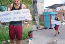 VÍDEO: Suspeito de assalto é obrigado a desfilar com placa após levar surra no Viver Melhor