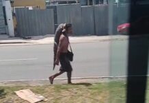 VÍDEO: Com um jacaré nas costas, homem é visto caminhando por rua movimentada de Manaus