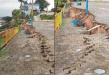 VÍDEO: Orla de Itacoatiara está desabando e precisou ser interditada