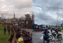 Motociclistas por aplicativo protestam contra Projeto de Lei que garante 30% do valor total das corridas para as empresas