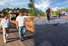 Prefeita Valciléia Maciel acompanha avanço da pavimentação asfáltica no bairro Nova Veneza