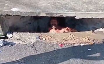 Moradores registram homem saindo de bueiro após entrar em tubulação em Manaus
