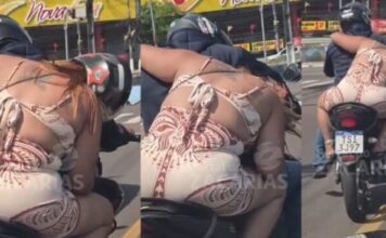 VÍDEO: Mulher aparece supostamente bêbada e quase caindo de motocicleta em Manaus