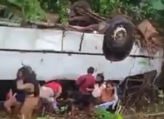 Ônibus perde o controle e cai na “Ladeira da Vovó” na BR-174