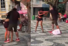 VÍDEO: Casal é visto trocando agressões no Largo de São Sebastião