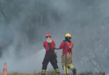 Bombeiros são chamados para controlar fogo próximo a Rotatória do Coroado