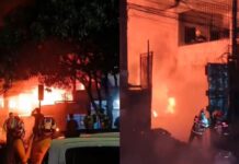 VÍDEO: Galpão é consumido pelo fogo na Itaúba no Jorge Teixeira